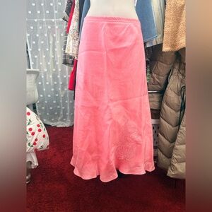 Y2K Fairy Core Elegant Pink Embroidered Skirt